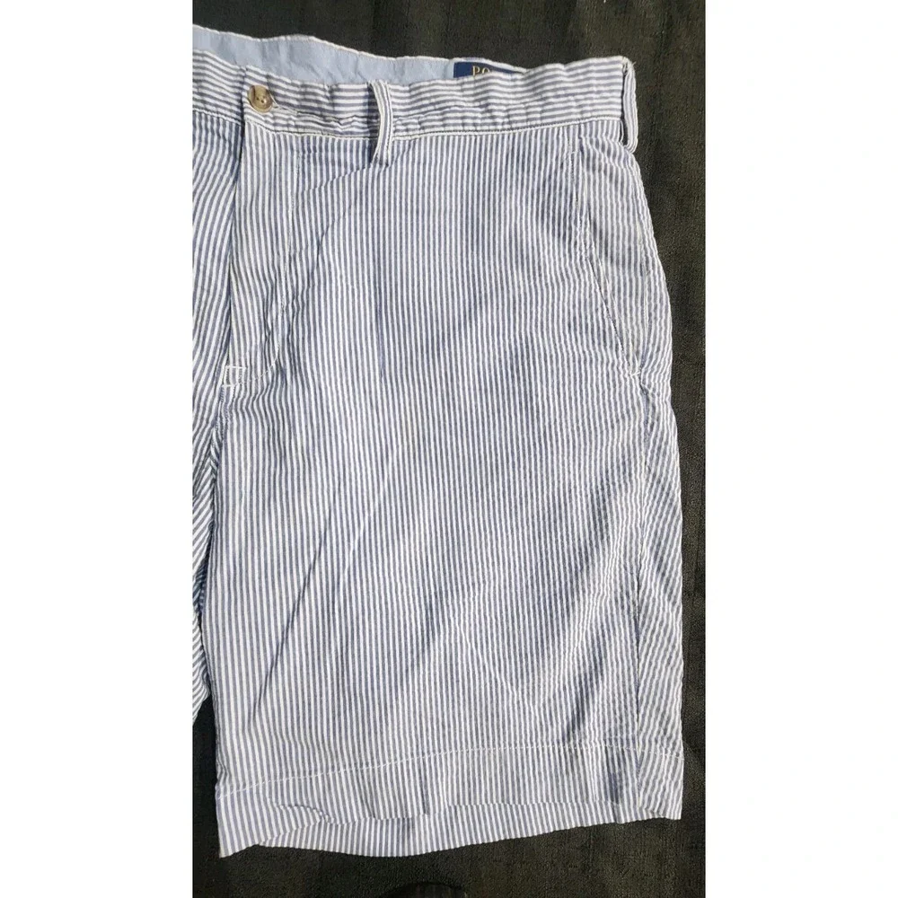 Polo‎ Ralph Lauren Pin Stripe Blue White Shorts Chino Sailer Beach Preppy Sz 38